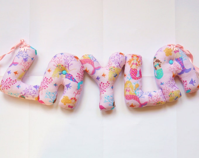 LAYLA Personalized Baby Name Wall Hanging Kids Mermaid Etsy