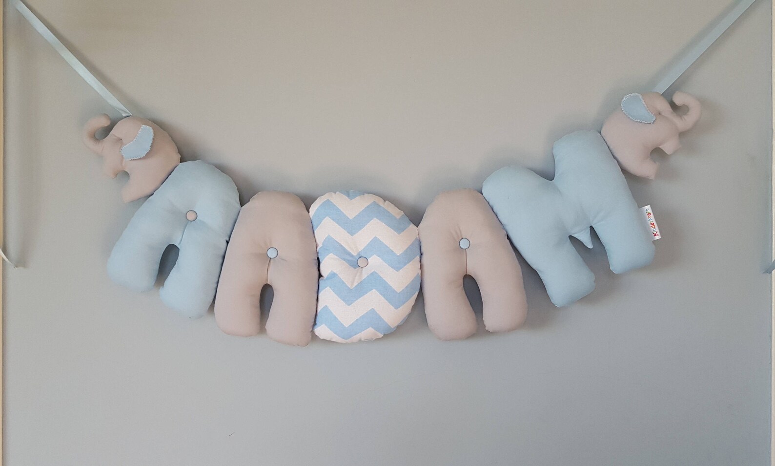 ADAM Personalized Baby name wall hanging elephant nursery. Etsy