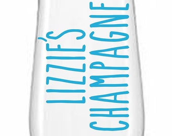 Personalised Champagne Vinyl Sticker Decal Label for Wine Glasses, Flutes, Bottles, Carafe. ANY name personalised, Fantastic Gift Idea
