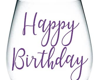 Happy Birthday - Vinyl Sticker Decal Transfer Label for Glasses, Mugs. Birthday, Gift Bag, Box, Celebrate, Party.