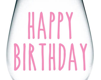 Happy Birthday - Vinyl Sticker Decal Transfer Label for Glasses, Mugs. Birthday, Gift Bag, Box, Celebrate, Party.