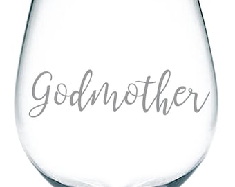 Godmother - Vinyl Sticker Decal Labels for Glasses, Mugs. Baby Shower Gift, Celebrate, Party, Christening.