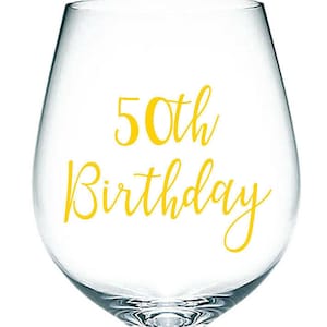 50th Birthday - Vinyl Sticker Decal Label for Glasses, Mugs, Gift Bags. Happy Birthday, Celebrate, Party