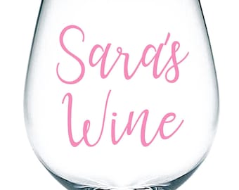 Personalised Wine Vinyl Sticker Decal Transfer Label for Glasses, Bottles, Carafe, Gift Bag, Box, Birthday, Party, Celebrate