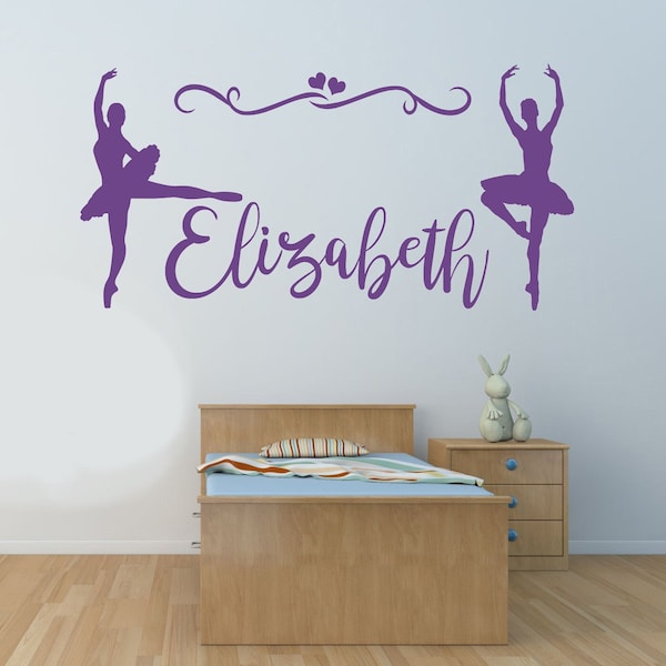 Personalised Name, Dancer, Ballerina - Matt Vinyl Wall Art Sticker Decal, Mural. Home, Wall Decor. Children's bedroom, Playroom, Ballet