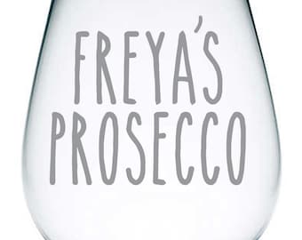 Personalised Prosecco Vinyl Sticker Decal Transfer Label for Wine Glasses, Flutes, Bottles, Carafe. ANY name personalised