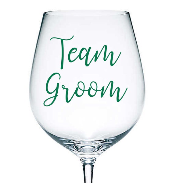 Team Groom - Étiquettes autocollantes en vinyle pour vin, champagne, verres, tasses, bouteille, carafe, sac cadeau. Mariage, enterrement de vie de jeune fille, cadeau.