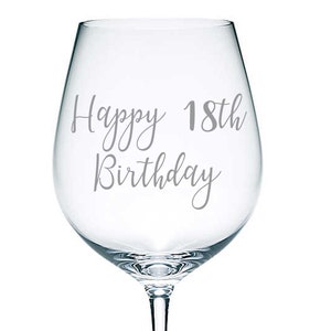 Happy 18th Birthday - Vinyl Sticker Decal Label for Glasses, Mugs, Bottle, Carafe. Happy Birthday, Celebrate, Party. Gift Bag, Box