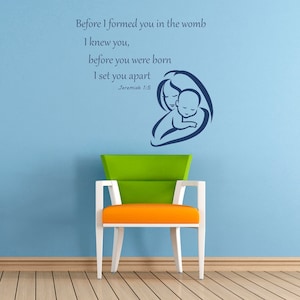 Jeremiah 1 v 5 NIV Christian Bible Verse Quote, Vinyl Wall Art Sticker Decal Mural, Children&#39;s bedroom, Nursery, Playroom. &#39;I set you apart&#39;