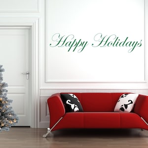 Happy Holidays Zitat - Vinyl Wand Kunst Aufkleber Aufkleber. Haus, Wand, Spiegel, Fensterdekor.