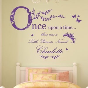 Personalised Name, Once Upon a Time Princess Wall Art Sticker, Mural ...