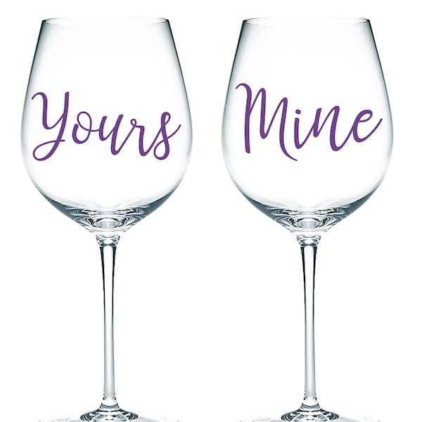 Yours & Mine - Vinyl Sticker Decal Transfer Labels for Glasses, Mugs, Gift Bag, Box. Wedding, Anniversary, Couple