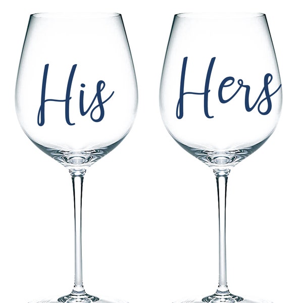 His & Hers - Vinyl Sticker Decal Labels for Glasses, Mugs. Wedding, Anniversary Gift, Couple