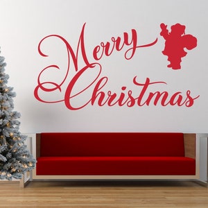 Merry Christmas Quote - Vinyl Wall Art Sticker Decal. Home, Wall, Mirror, Window Decor. Santa Claus, Father Christmas