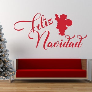 Feliz Navidad Quote - Vinyl Wall Art Sticker Decal Mural. Home, Wall, Mirror, Window Decor. Santa Claus, Father Christmas
