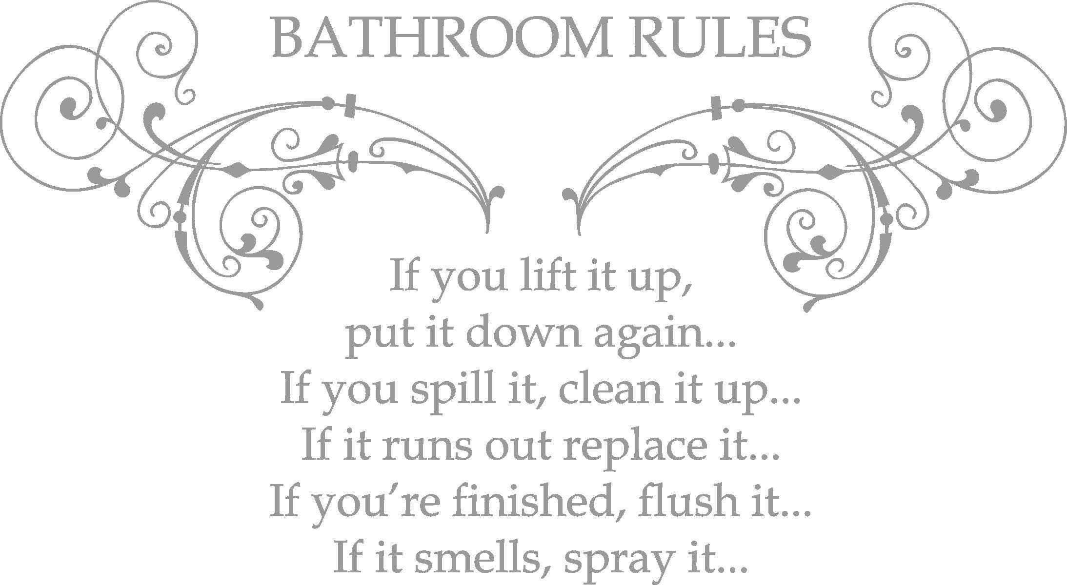 Bathroom Rules Quote Matt Vinyl Wall Art Sticker Decal Mural. Etsy UK