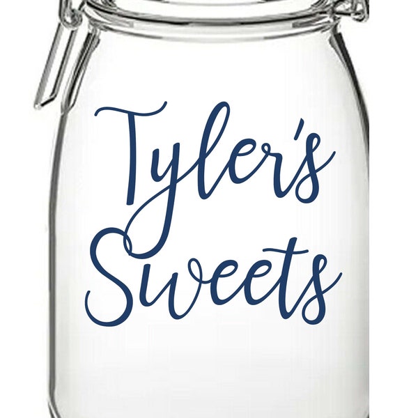 Personalised Sweets Vinyl Sticker Decal Transfer Label for Storage Jar. ANY name personalised, Fantastic Gift Idea