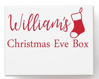 Personalised Vinyl Sticker Decal Transfer Label for Christmas Eve Box. ANY name personalised, Fantastic Gift Idea