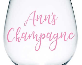 Personalised Champagne Vinyl Sticker Decal Transfer Label for Wine Glasses, Flutes, Bottles, Carafe. ANY name personalised
