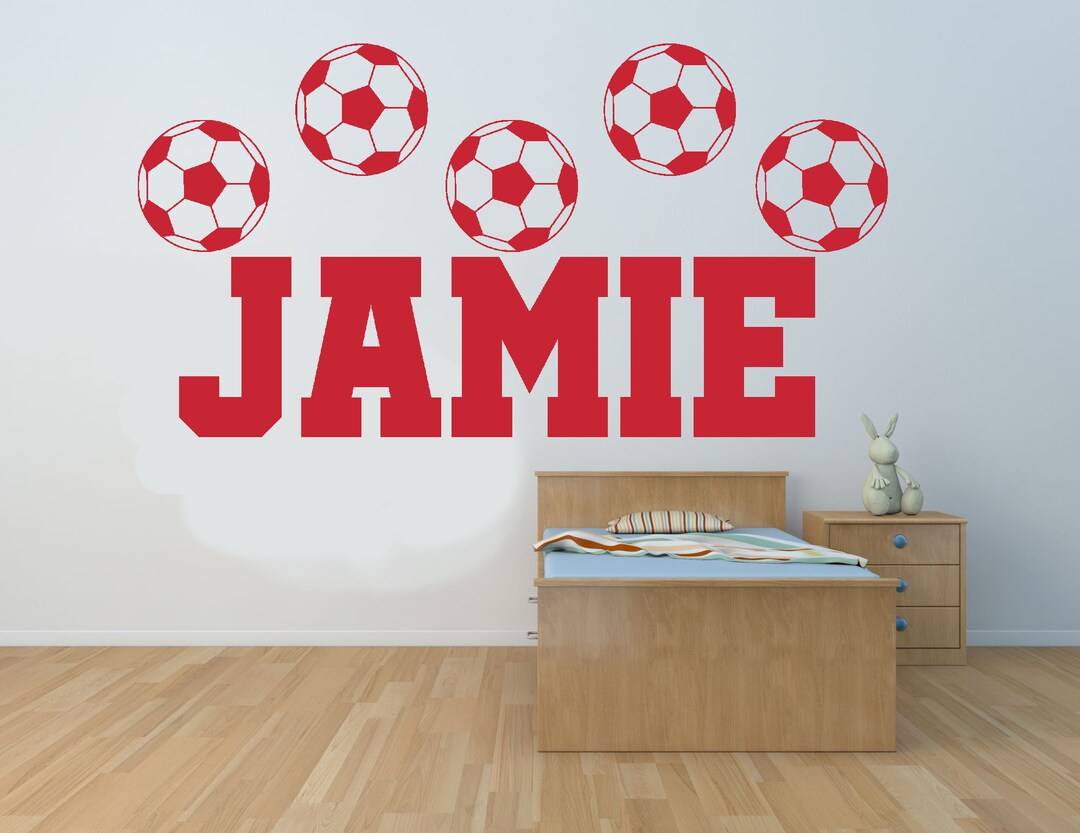 Personalised Name, Footballs, Vinyl Wall Art Sticker, Decal. Home, Wall