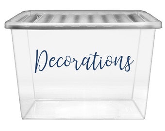 Decorations - Vinyl Sticker Decal Label for Christmas Decorations, Ornaments. Home, Attic, Loft Organisation, Storage. Seasonal Organisation