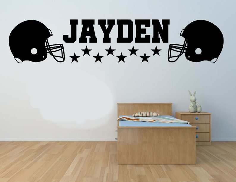 American Football Nursery Helmets Wall Decor Kids Personalised name Home Playroom Decal Vinyl Wall Art Sticker Children Bedroom