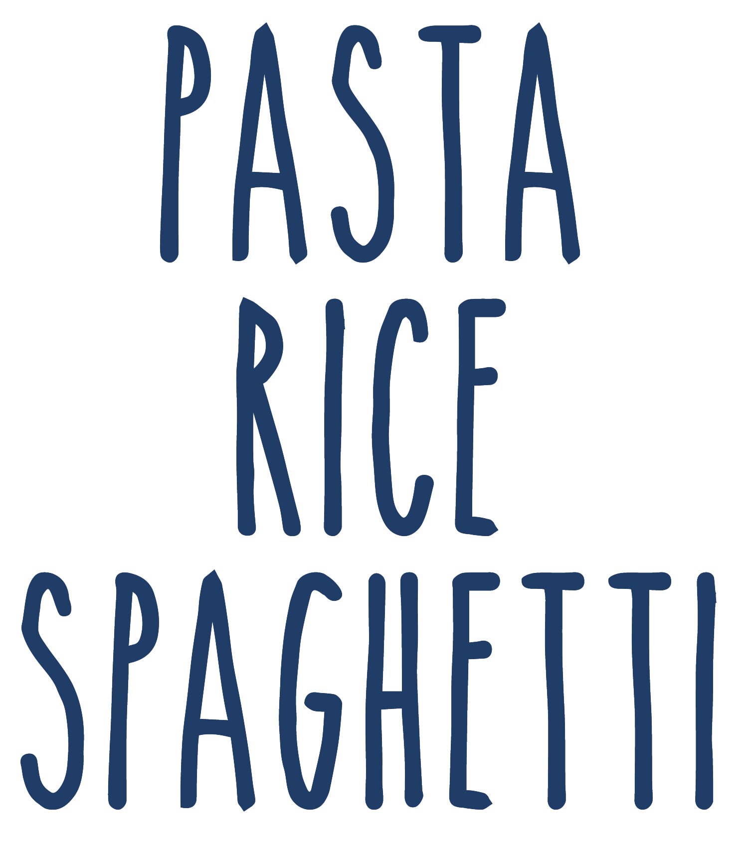 Pastil With Rice Lettering Pasta, Rice, Spaghetti - Vinyl Sticker Decal Transfer Labels for Jars ...
