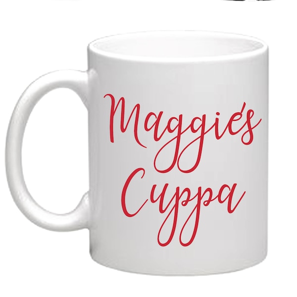 Personalised Name, Cuppa - Vinyl Sticker Decal Transfer Label for Glasses, Mugs, Cups, Gift Bag, Box. ANY name personalised.