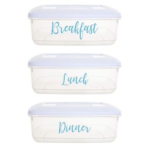 Breakfast, Lunch, Dinner - Vinyl Sticker Decal Labels for Food Storage ...