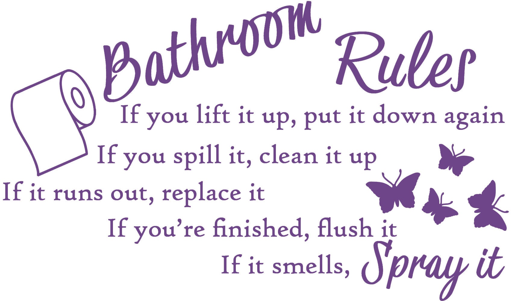 Bathroom Rules Quote Vinyl Wall Art Sticker Decal Mural. Etsy UK