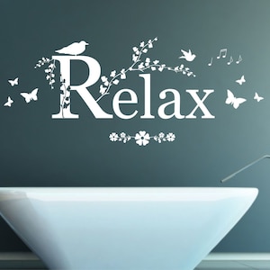 Relax Quote - Matt Vinyl Wall Art Sticker Decal Mural. Bathroom, Bedroom decor. Home, Wall.