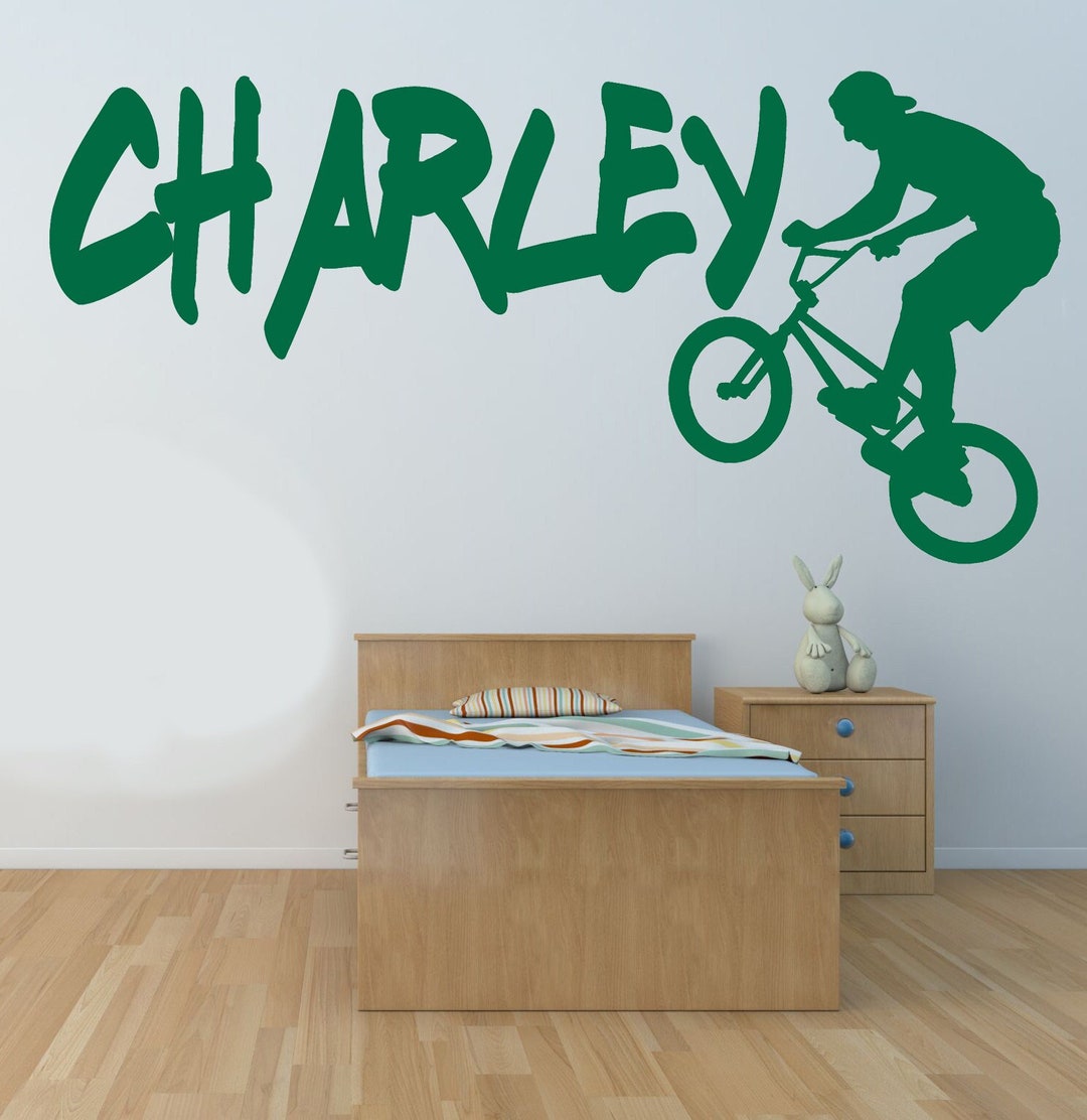thumbnail image 2 of 2x Personalised Bike Helmet Name Stickers - Planet Font Vinyl Decal For Kids/BMX 2 of 5