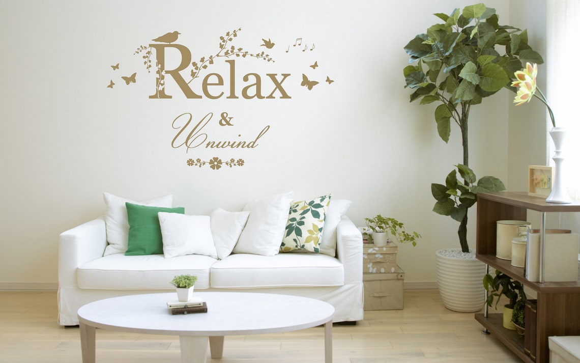Relax and Unwind Quote Matt Vinyl Wall Art Sticker Decal Etsy UK