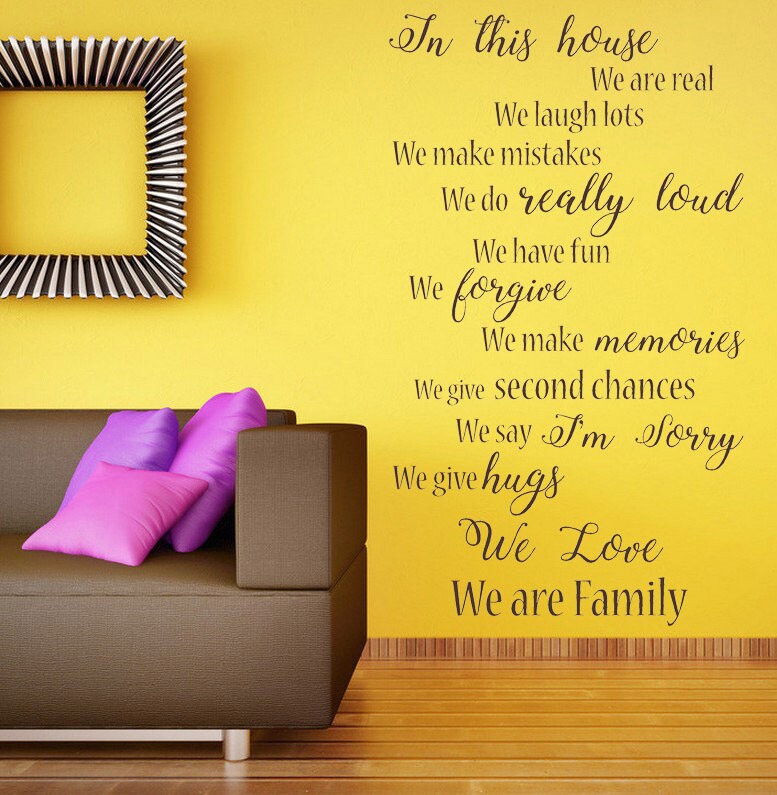 Family Home Quote in This House Vinyl Wall Art Sticker Decal | Etsy