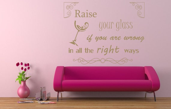 pink song lyrics quote 'raise your glass' vinyl wall | etsy