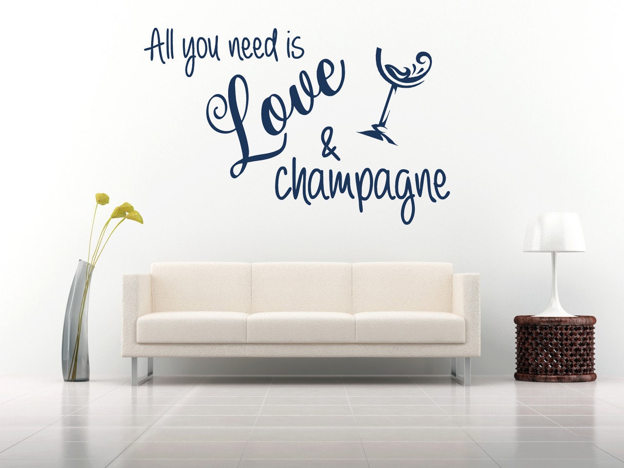 Undulate Get acquainted family All You Need is Love and Champagne Quote Vinyl Wall Art - Etsy