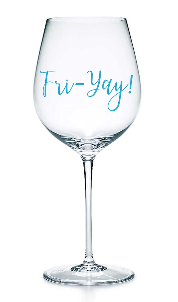 Mugs Fri-Yay! Bottle Carafe Vinyl Sticker Decal Labels for Glasses Great Gift Idea!