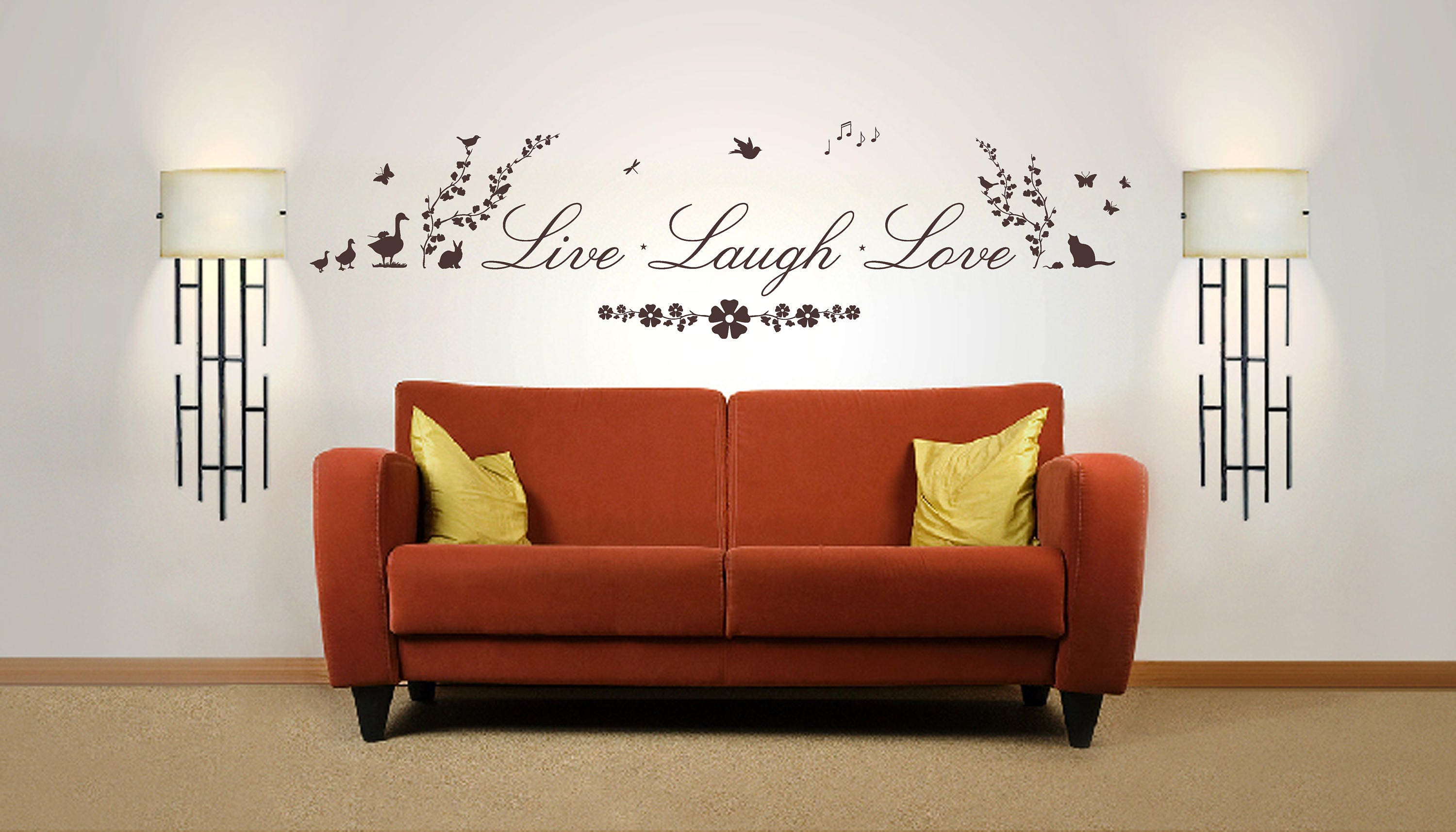 Live Laugh Love Quote Nature Vinyl Wall Art Sticker Decal Etsy