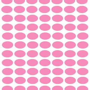 May include: A sheet of pink oval stickers. The stickers are arranged in a grid pattern.