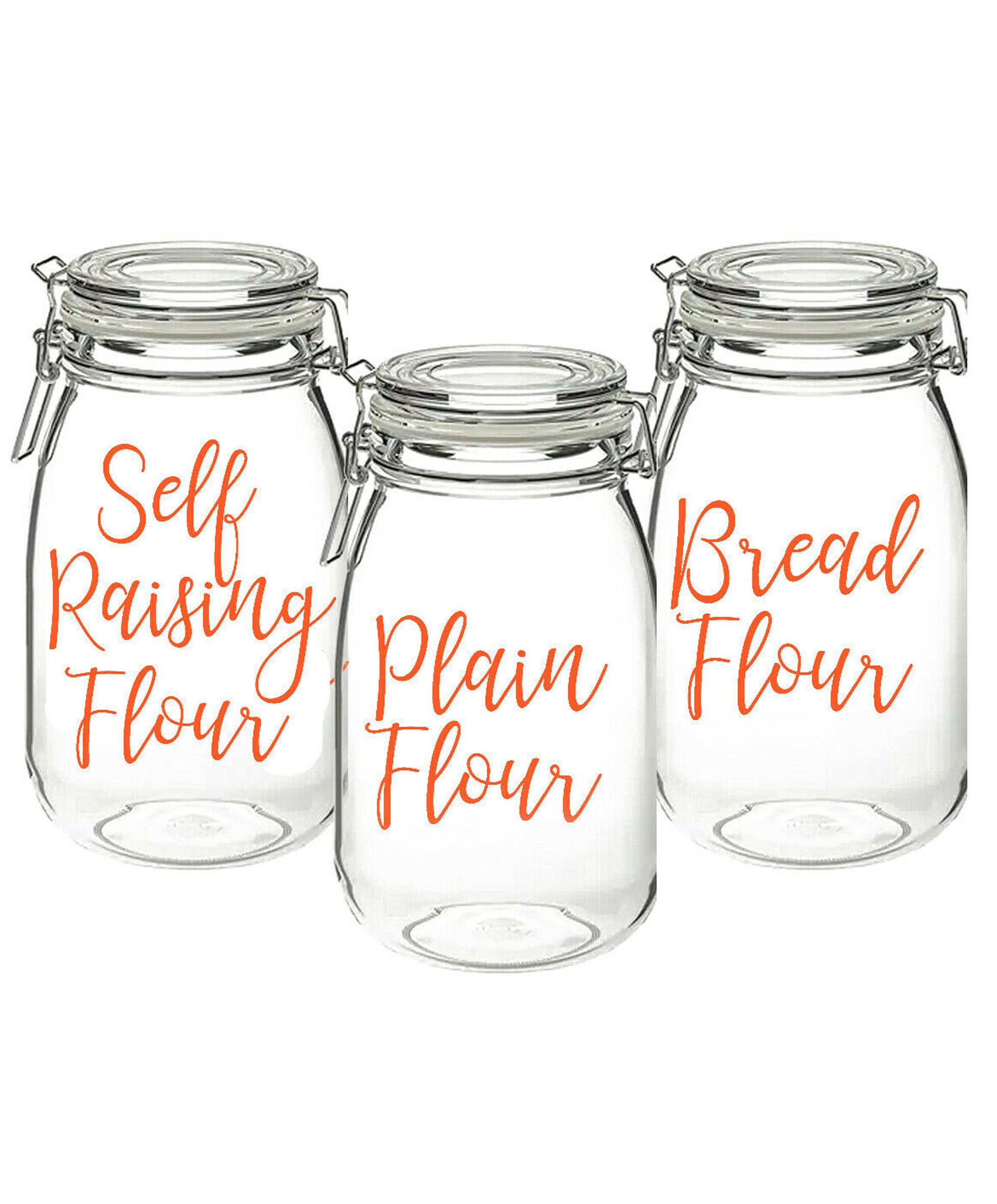 Self-Raising Flour, Plain Flour, Bread Flour - Vinyl Sticker Decal Labels for Jars, Containers, Kitchen, Pantry Organisation.