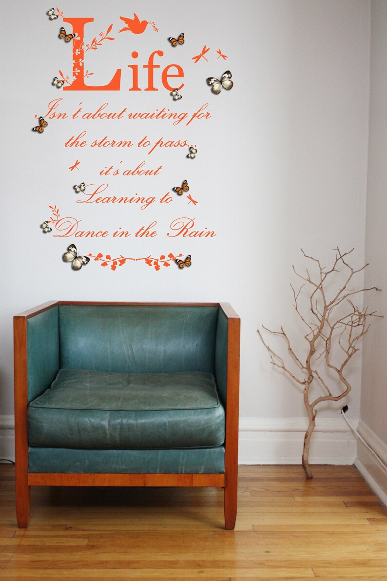 Dance In The Rain Quote Wall Art Dance in The Rain Quote Vinyl Wall Art Sticker with 3D | Etsy