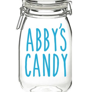 Personalised Candy Vinyl Sticker Decal Transfer Label for Treat Jar, Tin, Container. Kitchen Storage, Organisation. ANY name personalised