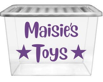 Personalised Name Toys Vinyl Sticker Decal Transfer Label for Storage Box, Container, Children Bedroom, Playroom, Home Organisation