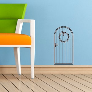 Magic Door, Christmas Elf, Fairy - Vinyl Wall Art Sticker Decal Mural. Home, Wall Decor, Mirror, Window Decoration. Father Christmas