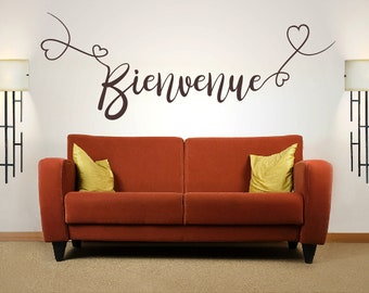 Bienvenue Quote, Vinyl Wall Art Sticker Decal Mural, Bedroom, Lounge. Home, Wall Decor. Family Quote. Welcome