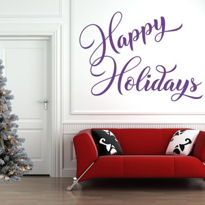 Happy Holidays Zitat - Vinyl Wand Kunst Aufkleber Aufkleber. Zuhause, Wand, Spiegel, Fensterdekor.