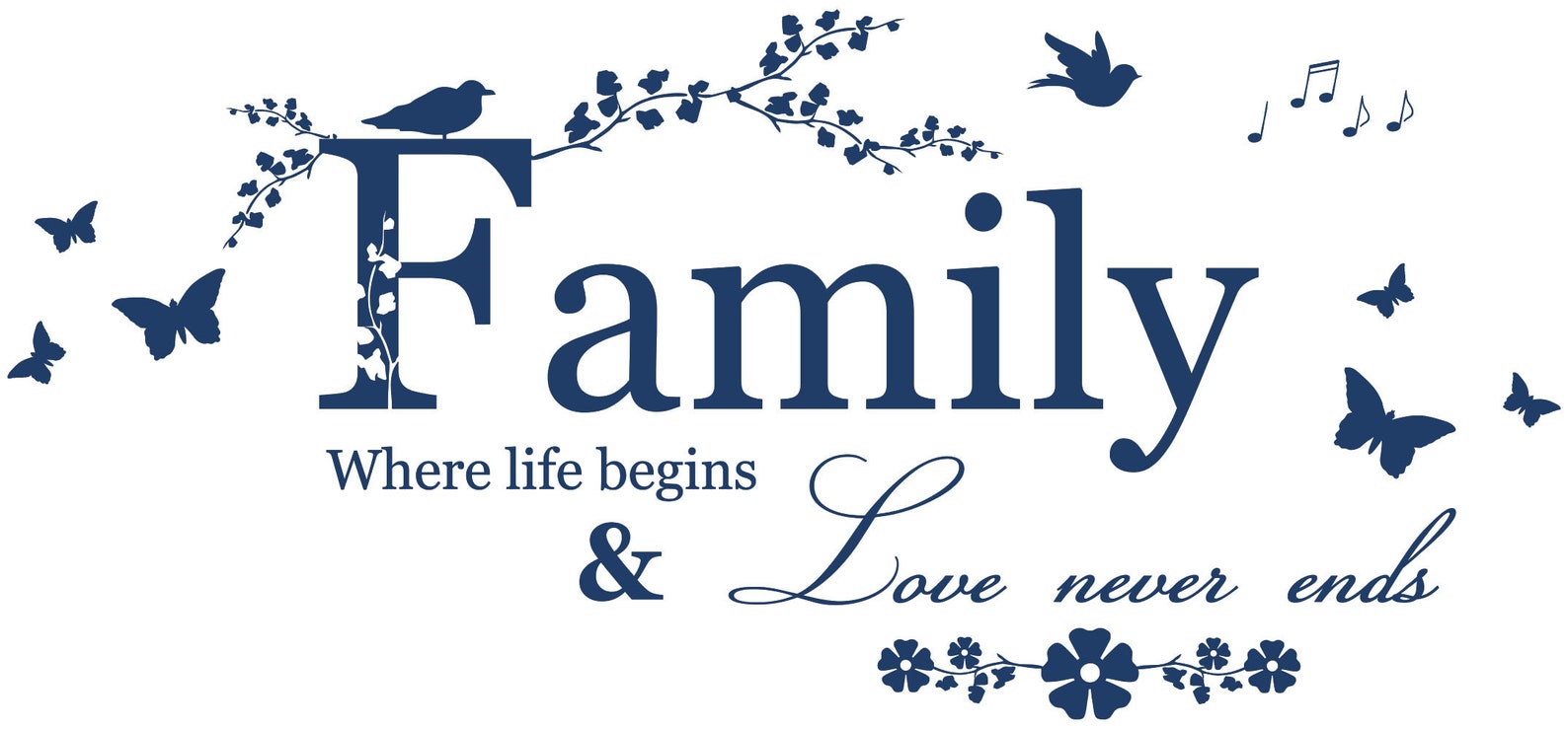 Family where life begins Quote Vinyl Wall Art Sticker Decal | Etsy