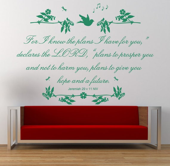 Jeremiah 29 V 11 Niv Christian Bible Verse Quote Vinyl Wall Etsy