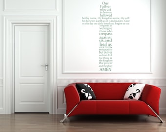 The Lord's Prayer, Traditional Version, Christian Bible Verse Quote, Vinyl Wall Art Sticker Decal Mural. Home, Church, School, Wall Decor.