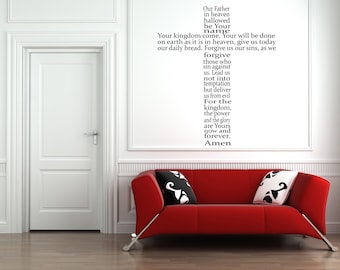 The Lord's Prayer, Vinyl Wall Art Sticker Decal Mural. Contemporary Version, Christian Bible Verse Quote. Home, Church, School, Wall Decor.